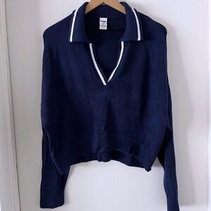 PINK Navy Blue Collared Sweater